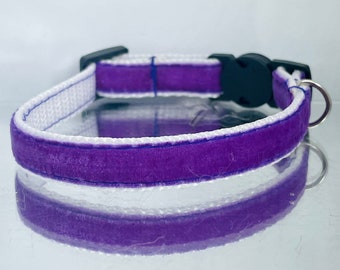 Purple Velvet Safety Cat Collar and bell