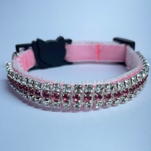 Pink Velvet Crystal Safety Cat Collar and bell