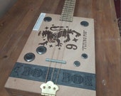 Custom 3-string Flying Pig Box Guitar Accoustic-Electric Vintage Wood Cigar Box 27