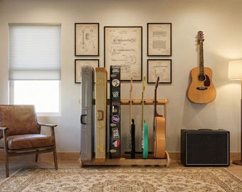 Guitar & Case Rack | For Home or Studio | Nitro Safe | Hardwood | U.S.A. Made