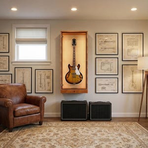 Guitar Display Case | Humidity Control, L.E.D. Lighting, Wood Finish | U.S.A. Made Quality