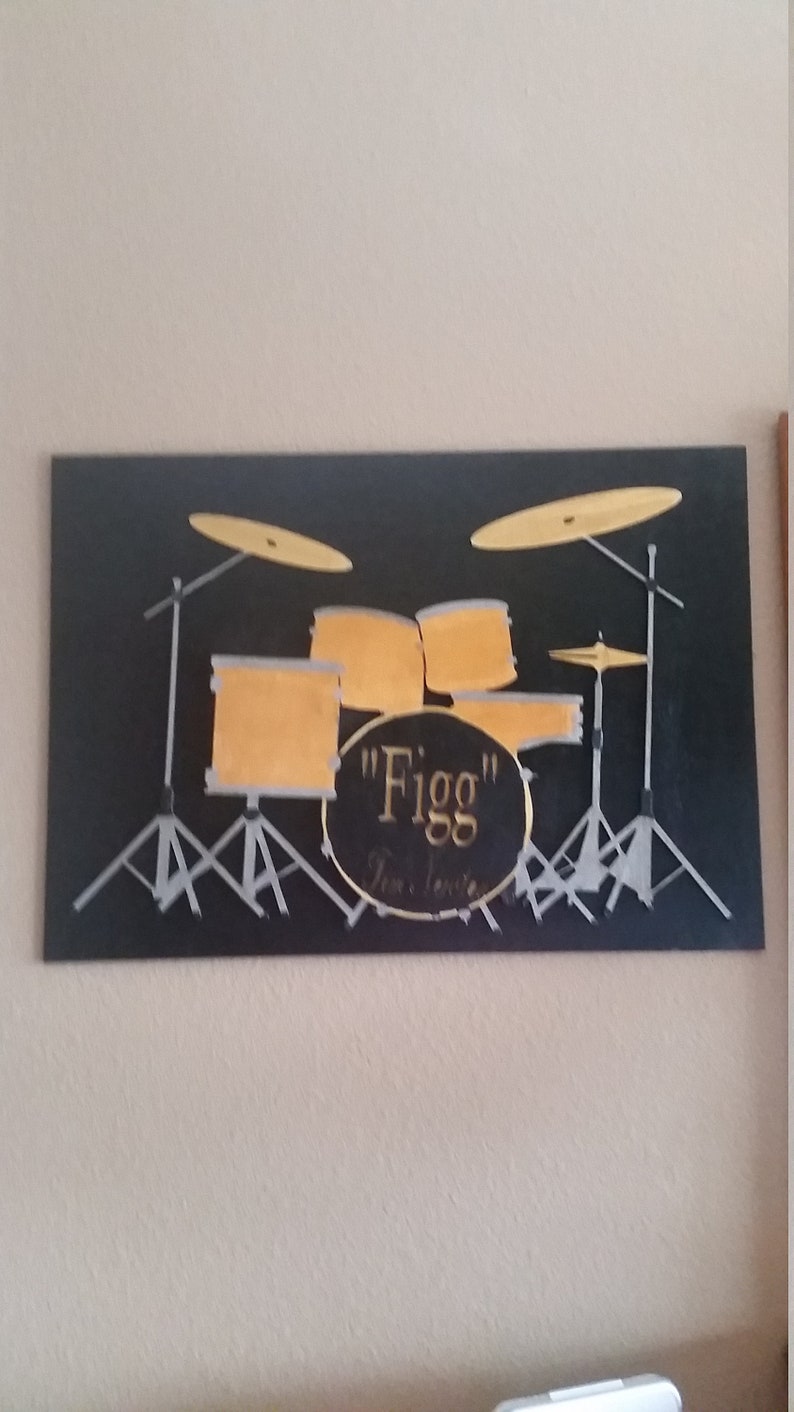 Drum Set with Cut Out Name. Unique Wooden Laser Cut Musicians Etsy