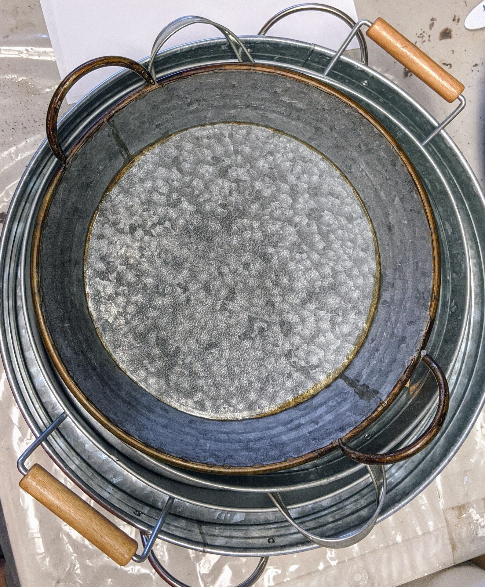 Round Galvanized Tin Serving Tray Personalized With Any Type Etsy