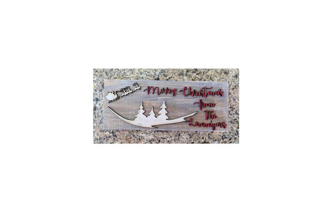 Santa Sleigh and Reindeer Welcome Sign With Rocking Trees Made - Etsy
