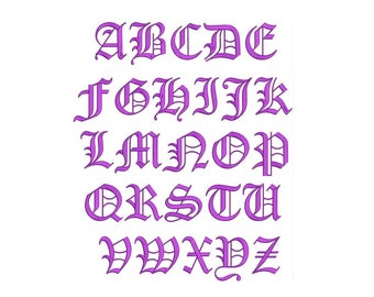 Old English Font Chart Embroidery Designs - Instant Download Filled Stitches Design 1842