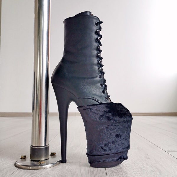 Pole Dance Platforms Protectors, Black velvet Platforms Protectors, Suede protection strips, Pleaser shoe protectors, Stripper