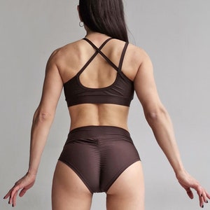 Chocolate pole clothes, Pole dance outfit, Custom dance wear, Rave outfit, Festival outfit, Exotic dance wear, Booty shorts and dance top