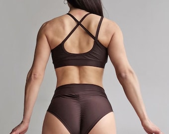 Chocolate pole clothes, Pole dance outfit, Custom dance wear, Rave outfit, Festival outfit, Exotic dance wear, Booty shorts and dance top