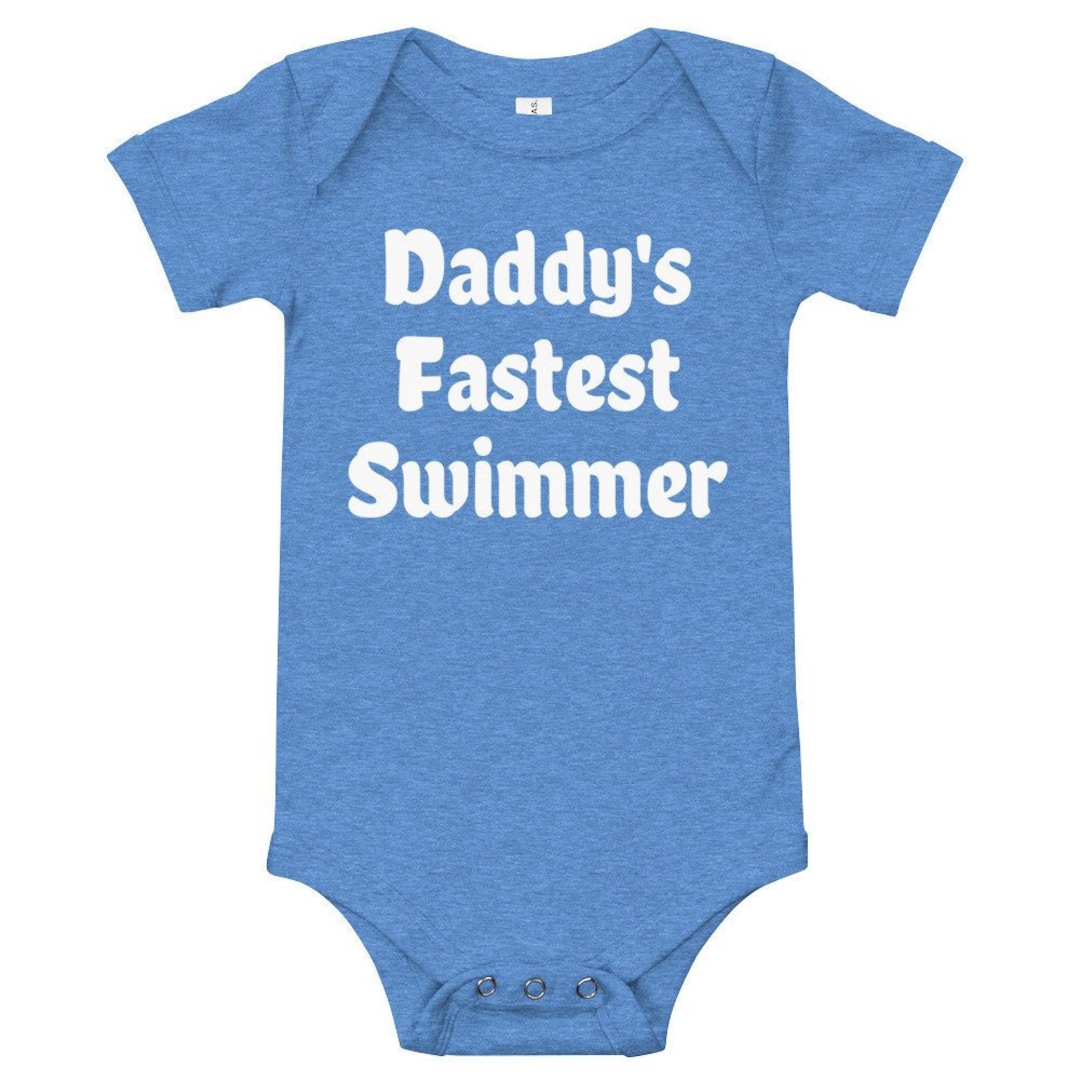 Funny Baby Bodysuit - "Daddy's Fastest Swimmer" Onesie Infant Outfit (100% Cotton, USA Printed)