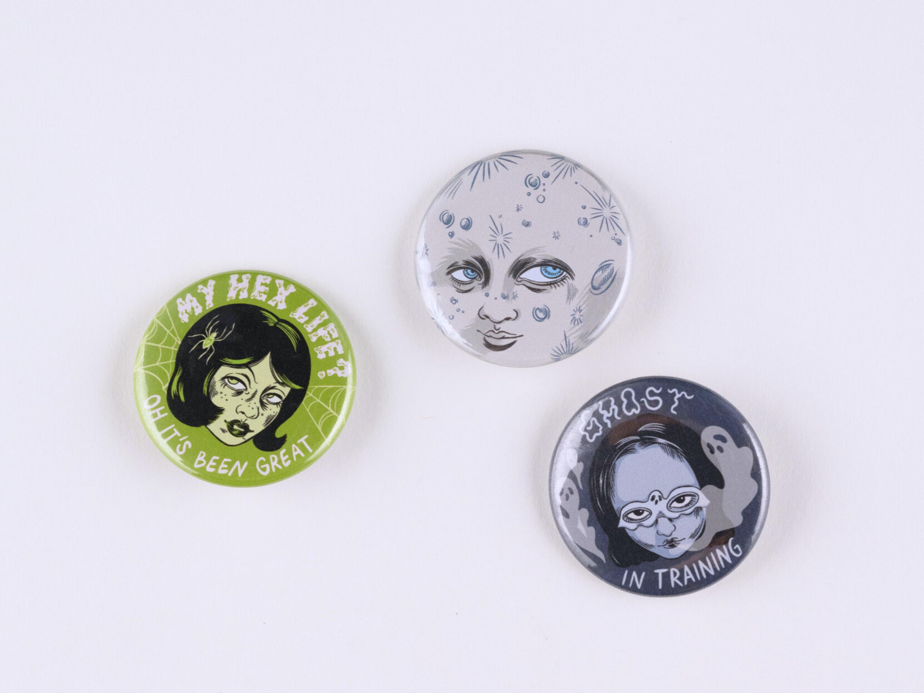 Spooky Button Pin Badges Set