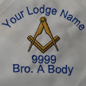 Masonic Napkin Square and Compass (style Gold) with your Your name, lodge Name & number