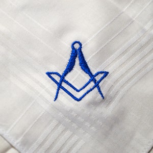 Set of 3 Embroidered Masonic Gents Handkerchiefs with S&C
