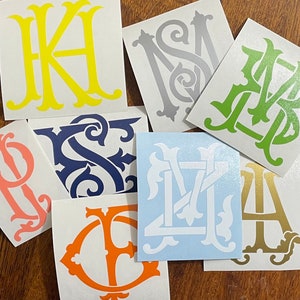 2 letter monogram vinyl decal, 2 letter monogram sticker, initials decal, yeti decal, cell phone monogram, laptop monogram