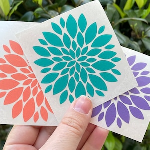 Flower vinyl decal, floral decal, dahlia decal, car decal, phone decal, tumbler decal, laptop decal, plant lover, plant addict