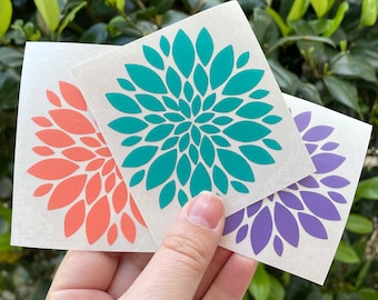 Flower vinyl decal, floral decal, dahlia decal, car decal, phone decal, tumbler decal, laptop decal, plant lover, plant addict