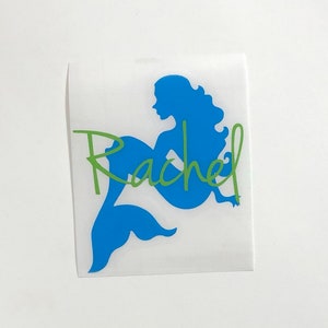 Personalized mermaid vinyl decal with name, mermaid car decal, tumbler decal, laptop decal, phone decal, vinyl decal