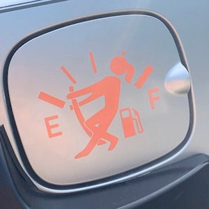 Funny car decal, gas cap decal, empty gas gauge, funny gas gauge sticker, car decal