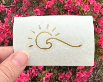 Ocean and sun wave vinyl decal, beach decal, wave sticker, wave decal for car, ocean decal for laptop, beach decal for tumbler