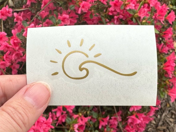 Ocean and sun wave vinyl decal, beach decal, wave sticker, wave decal for car, ocean decal for laptop, beach decal for tumbler
