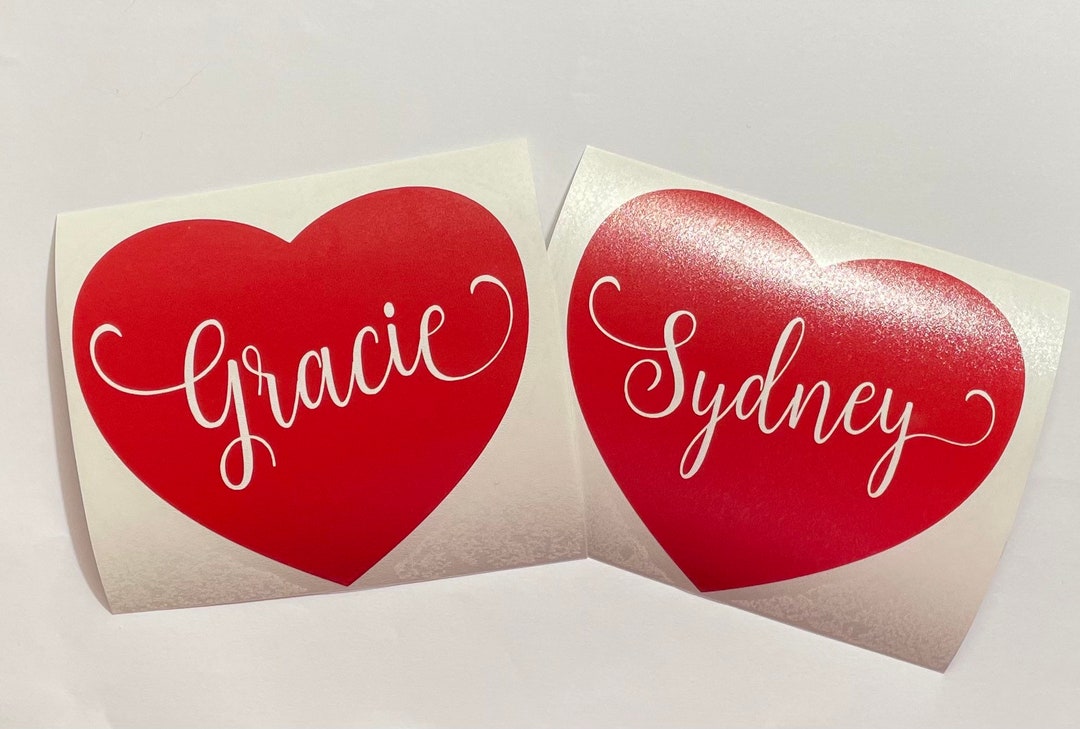 Valentine Decal, Heart Decal, Name Decal, Vinyl Decal, Tumbler Decal ...
