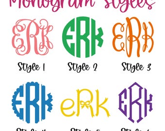 Monogram vinyl decal sticker FREE SHIPPING | Many colors, sizes and designs | monogram sticker, car decal phone sticker laptop monogram yeti