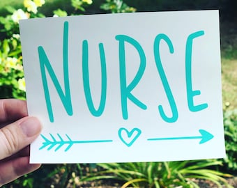 Nurse vinyl decal, nurse car decal, nurse sticker, nurse with arrow