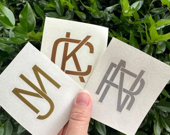 2 letter monogram vinyl decal, 2 letter monogram sticker,men’s initials decal, yeti decal, cell phone monogram, laptop monogram