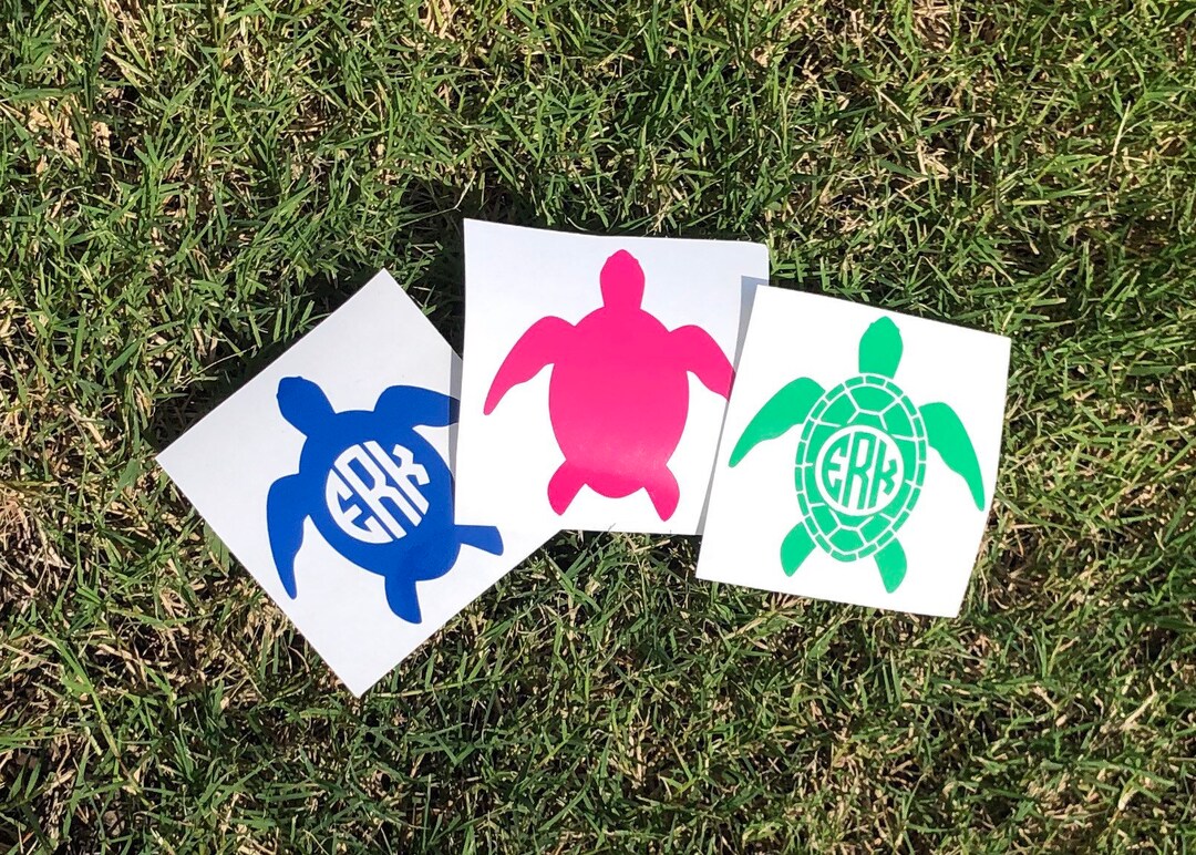 Turtle Initial Monogram Turtle Monogram Decal, Personalized Car Laptop Sticker - Etsy