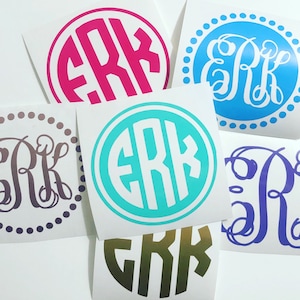 Monogram vinyl decal sticker FREE SHIPPING | monogram sticker for cars, laptops, cups | multiple colors and sizes