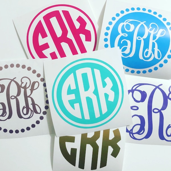 Monogram vinyl decal sticker FREE SHIPPING | Many colors, sizes and designs | monogram sticker, car decal phone sticker laptop monogram yeti