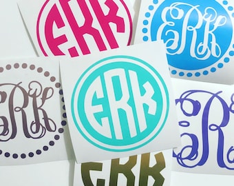 Monogram car decal, Monogram vinyl decal, glitter monogram vinyl decals, monogram decal sticker, phone monogram, car decal