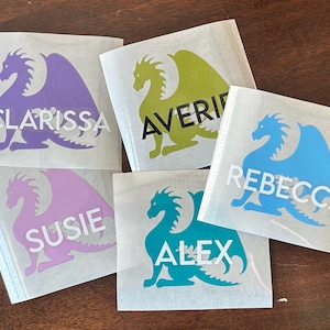 Personalized dragon vinyl decal with name, dragon car decal, tumbler decal, laptop decal, phone decal, vinyl decal