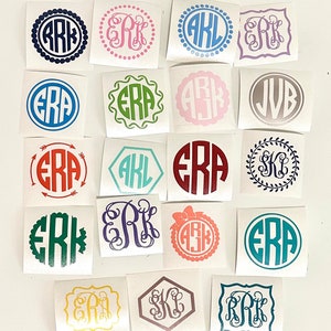 Monogram car decal, Monogram vinyl decal, glitter monogram vinyl decals, monogram decal sticker, phone monogram, car decal