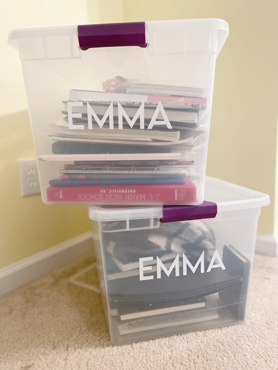 Kids Milestone Decal, File Box Decal, Memories, Custom Name Sticker