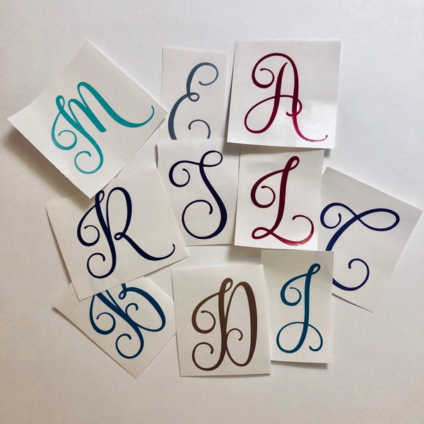 Single letter monogram, monogram decal, car decal, yeti decal, tumbler decal, laptop decal, phone decal, teacher gift, clipboard decal