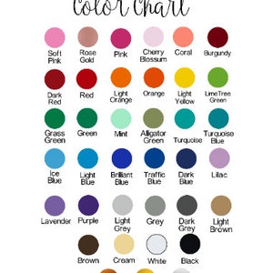 May include: Color chart with 28 different color swatches. The colors include soft pink, rose gold, pink, cherry blossom, coral, burgundy, dark red, red, light orange, orange, light yellow, lime tree green, grass green, green, mint, alligator green, turquoise, turquoise blue, ice blue, light blue, brilliant blue, traffic blue, dark blue, lilac, lavender, purple, light grey, grey, dark grey, light brown, brown, cream, white, black, copper metallic, gold metallic, and silver metallic.
