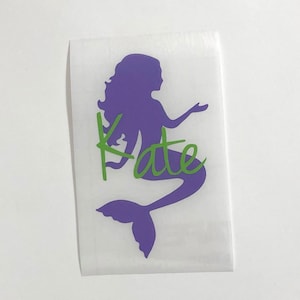 Mermaid vinyl decal with name, mermaid car decal, mermaid sticker