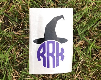 Halloween monogram decal for car, Monogram vinyl decal, witch monogram vinyl decals, monogram decal sticker, halloween decal