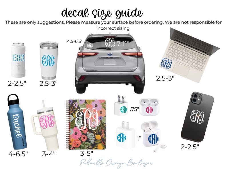 Monogram car decal, Monogram vinyl decal, glitter monogram vinyl decals, monogram decal sticker, phone monogram, car decal Bild 5