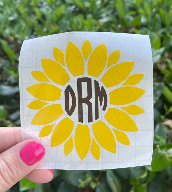 Sunflower monogram car deals decal