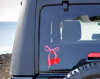 Coquette Bow and Cherries Decal, Car Laptop Sticker