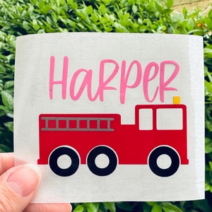 Fire truck decal, kids decal, firefighter sticker, name decal, back to school, tumbler decal, water bottle decal