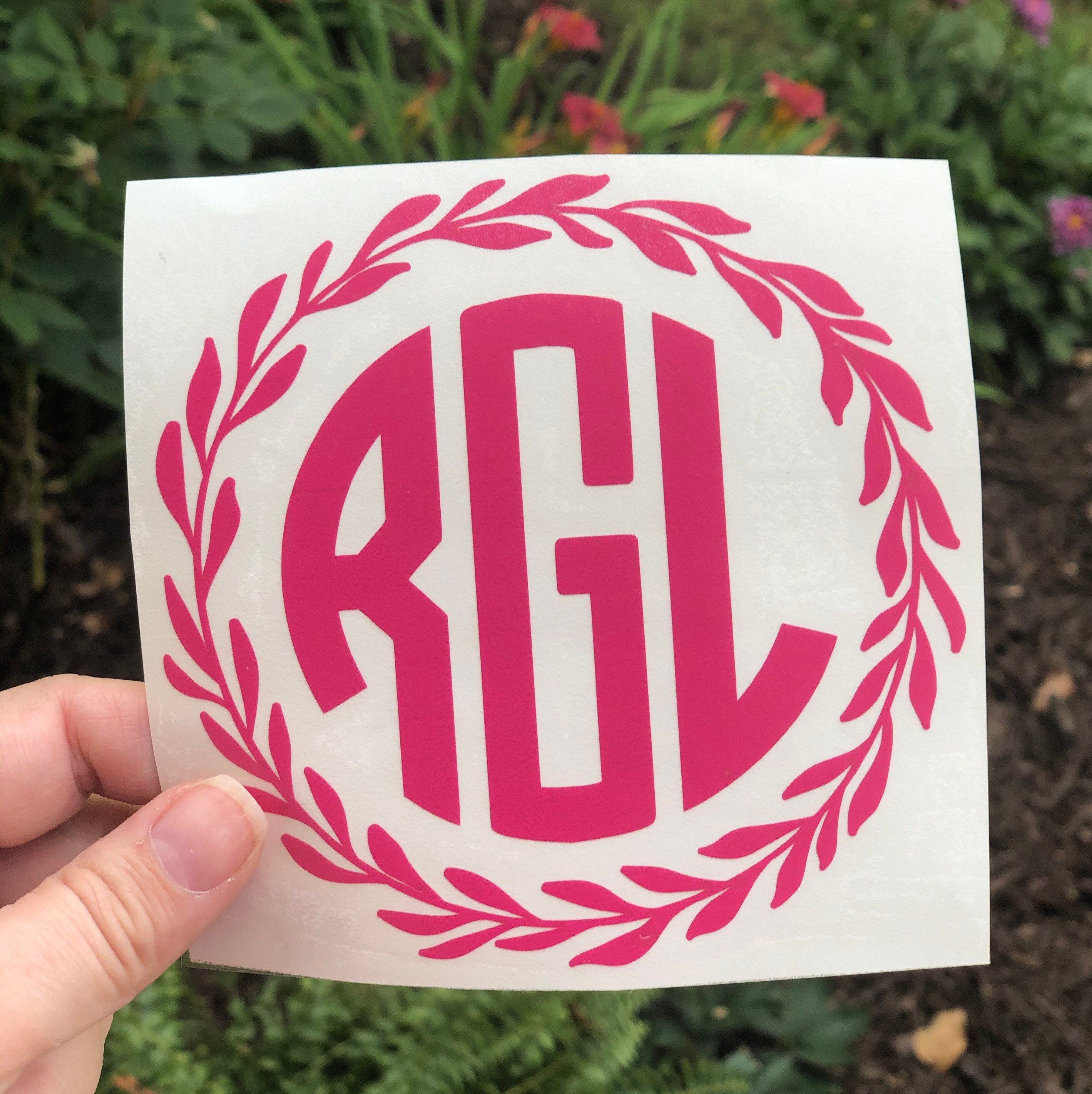 Monogram Decal for Car, Monogram Vinyl Decal, Glitter Monogram Vinyl ...