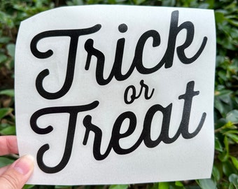 Trick or treat halloween pumpkin vinyl decal, halloween decor, pumpkin sticker, halloween decal, halloween sticker, fall decor *DECAL ONLY