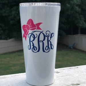 Bow monogram vinyl decal, fancy monogram, coquette monogram decal, girly monogram sticker