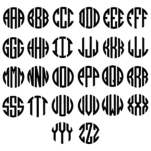 K&ouml;nnte beinhalten: Ein Satz schwarzer und wei&szlig;er Monogramm-Buchstaben in einem Kreis. Die Buchstaben sind A bis Z und die Zahl 2.