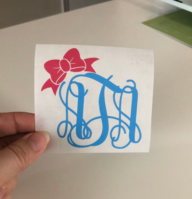 Bow Monogram Vinyl Decal Fancy Monogram Monogram Decal - Etsy