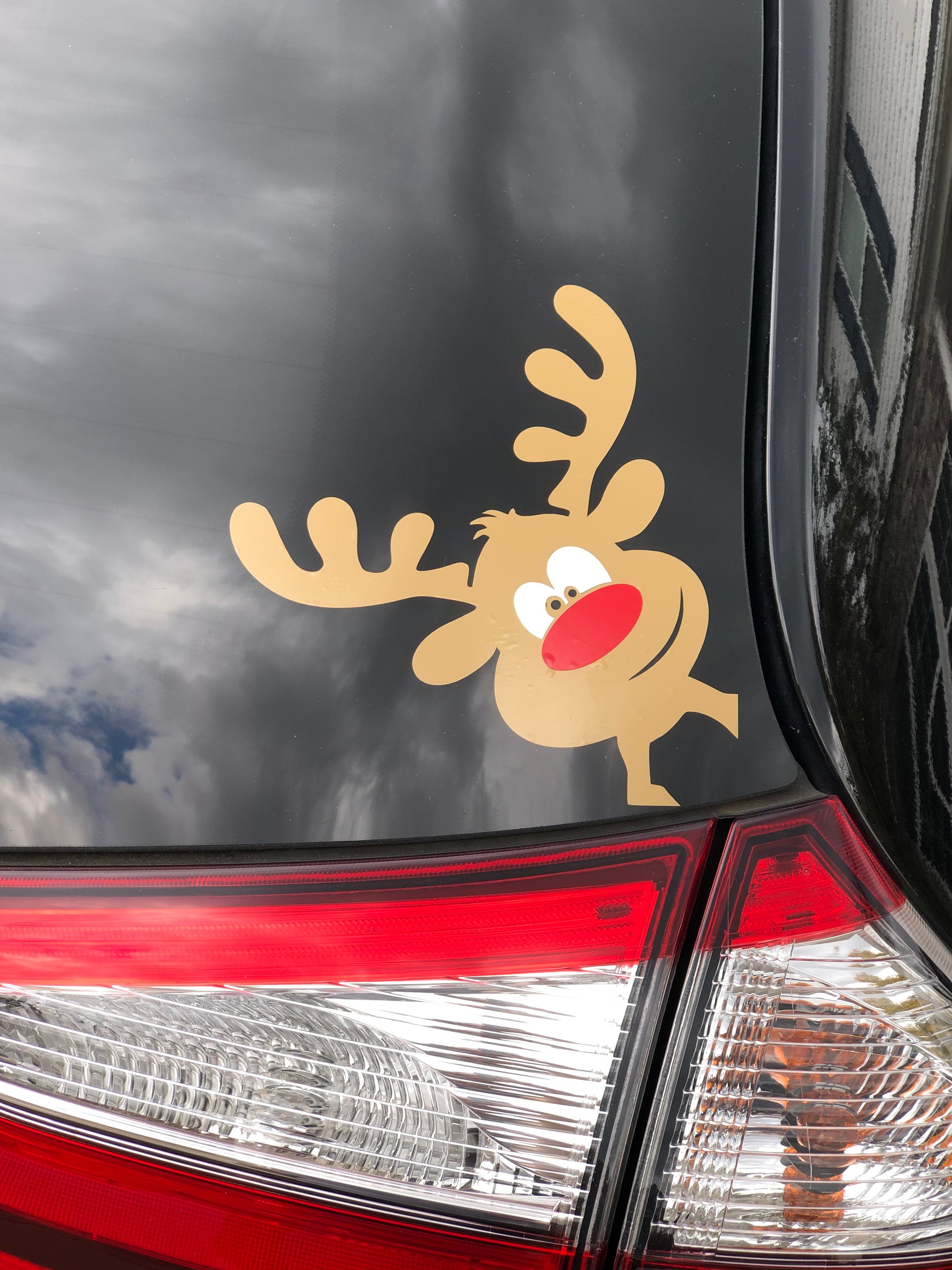 Reindeer decal for car peeking reindeer decal car decal | Etsy