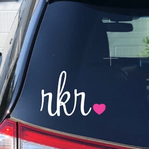 monogram car decal, monogram laptop decal, monogram sticker, personalized monogram decal, heart monogram, initials decal