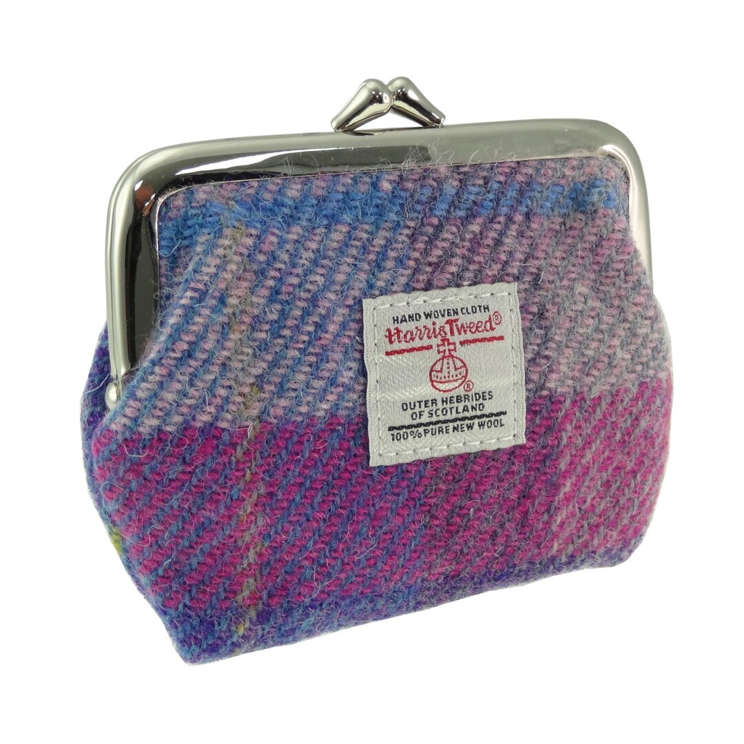 Harris Tweed Eigg Small Clasp Coin Purse Purple & Pink Etsy
